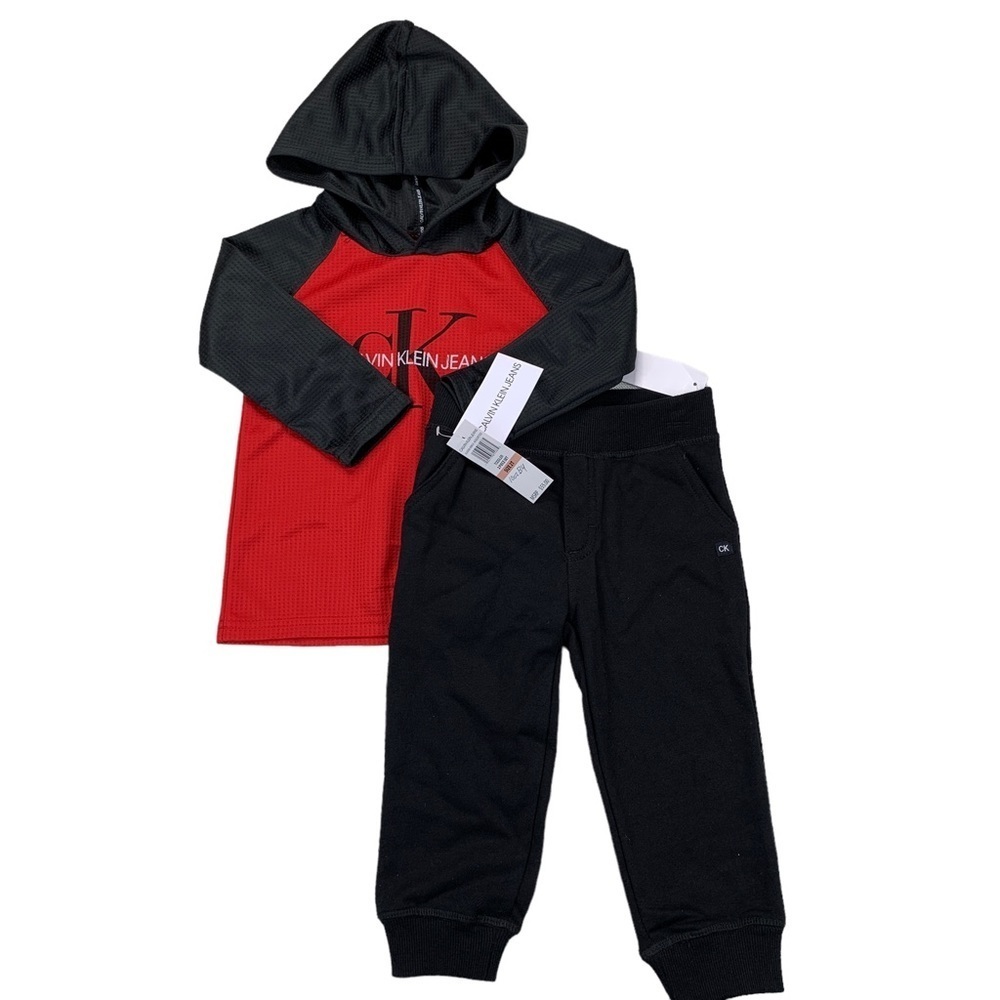 Calvin Klein Little Boy's 2-Piece Hoodie & Fleece Joggers Set Size 2T